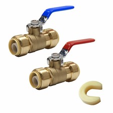 2 PCS 3/4 EFIELD PUSH FITBRASS  BALL VALVE  H...