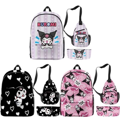 Kuromi Rucksack Brusttasche Student Schreibwaren Aufbewahrung Buchtasche Federmäppchen - Bild 3 von 44