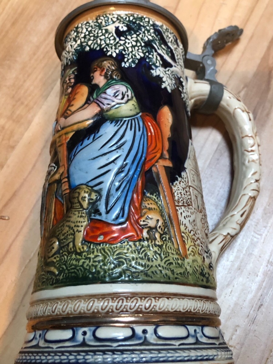 Vintage Thorens Music Box Switzerland Beer Stein (German) 10.5