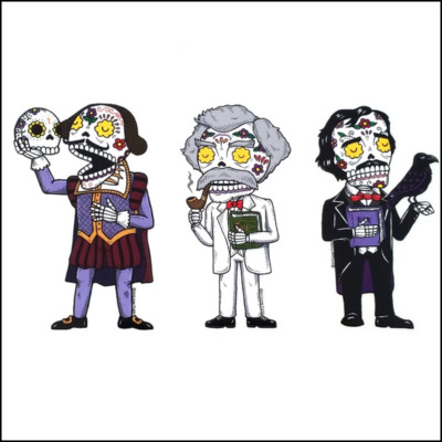 Literary Trio - Weather Proof Die Cut Vinyl Day of the Dead Sticker