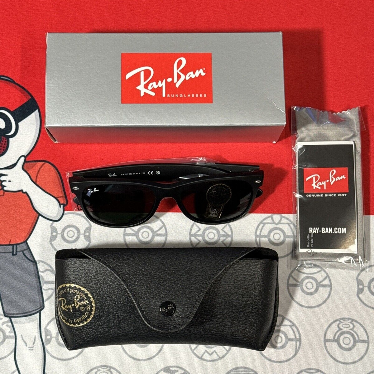 NEW) Ray-Ban Sunglasses Wayfarer Classic Matte Black Frame w/Case