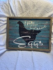 Farm Fresh Eggs Farmhouse Rustic Kitchen Dining Sign Wall Art Hanging Home Decor
