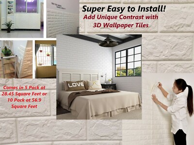 3D Brick Foam Wallpaper Brick Stone Peel & Stick Home Wall Tiles 87/116/174 sqft
