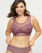 Cacique Lane Bryant Modern Lace  Mesh Unlined No-Wire Bra size 4-6