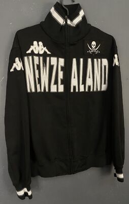 BLACK MEN'S KAPPA NEW ZEALAND TRACK TOP JACKET LONG SLEEVE SIZE S