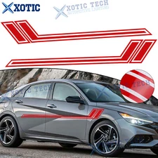 67 Inch Auto Side Body Skirt Gloss Red Race Sticker For Hyundai Elantra Veloster