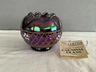Fenton Vase Carnival Art Glass Plum Amethyst Rose Bowl Hand Painted SIGNED