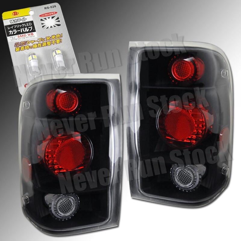98-00 FORD RANGER CLEAR BLACK ALTEZZA TAIL LIGHTS + WHITE LICENSE PLATE ...