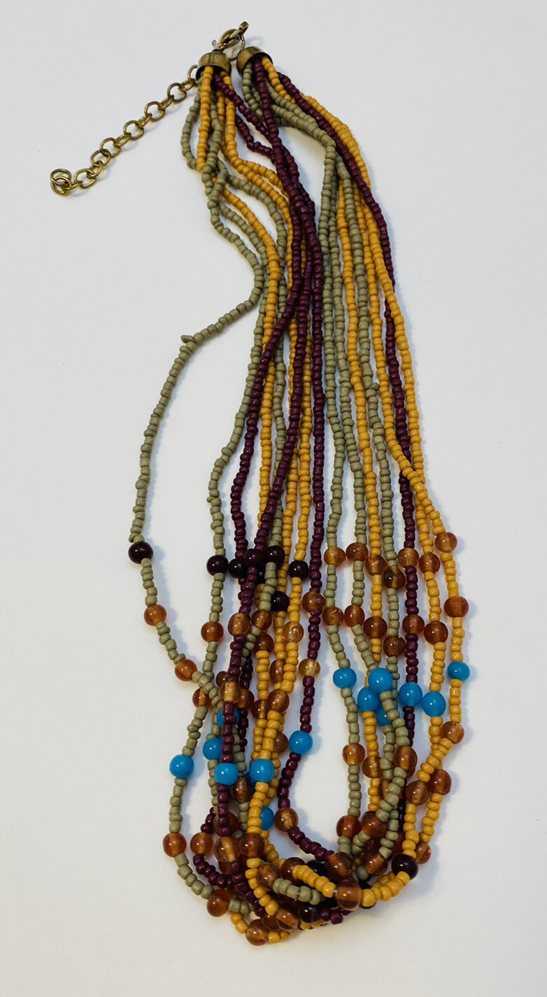 Vintage glass seed bead multi strand necklace Gem