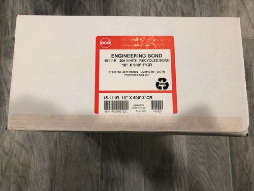 2 Rolls 18" X 500' Genuine OEM Oce 45-111 R Engineering Bond Copier Paper Rolls - 第 1/4 張圖片