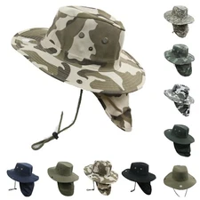 Boonie Cap Fishing Hiking Summer Snap Brim Neck Cover Bucket Flap Unisex Hat 