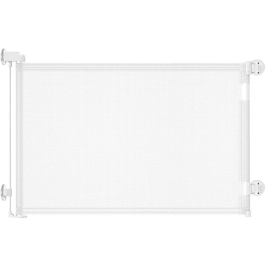 White Retractable Baby Gate – 33"x55" Mesh Child/Pet Gate for Doorways & Stairs