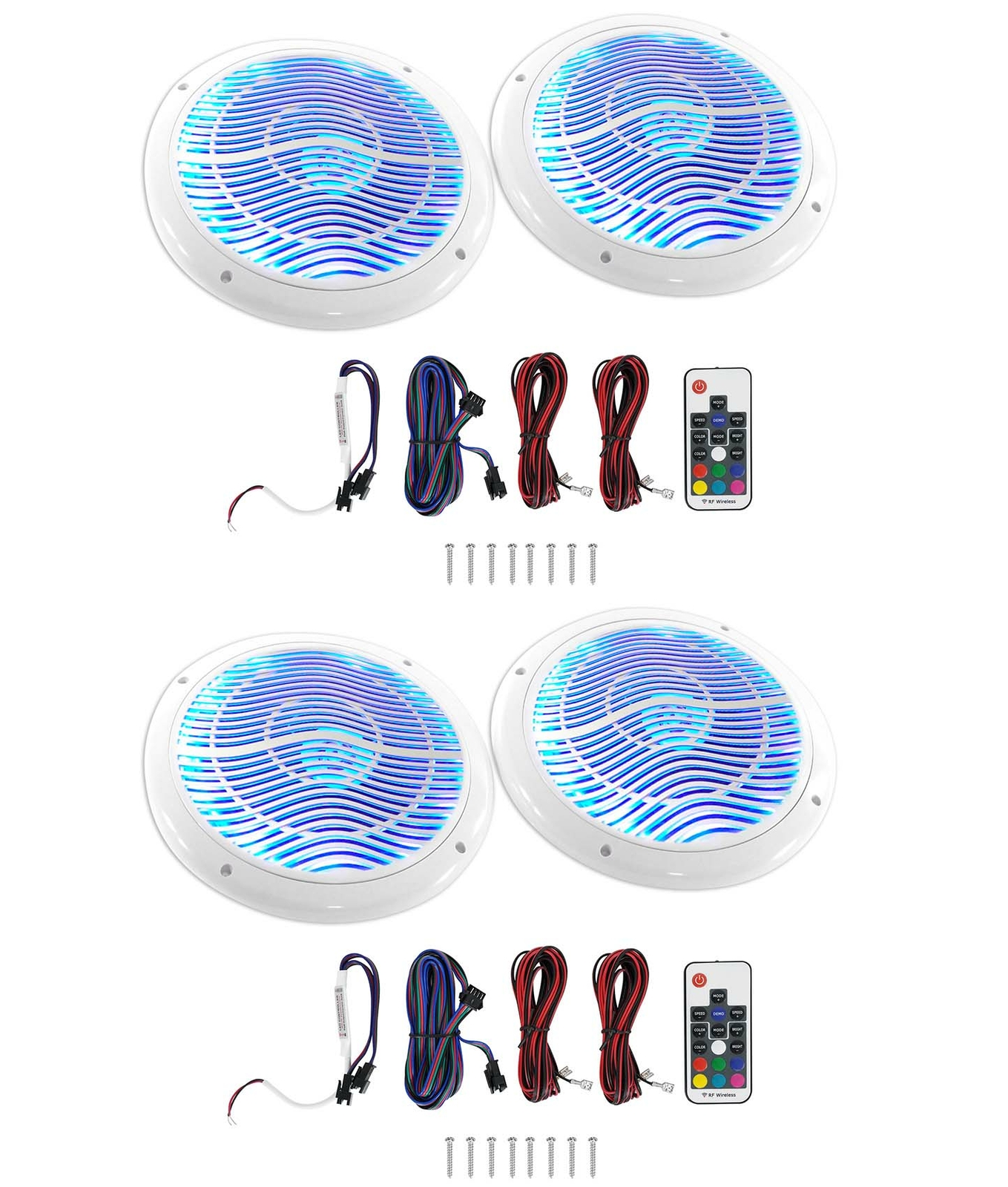 4 Rockville RMC80LW - 8 белых морских колонок мощностью 1600 Вт с многоцветным светодиодом и пультом дистанционного управления 19390₽