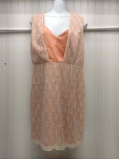 Esley Sleeveless Lace Dress Peach Polyester Cut Out Back Size Large