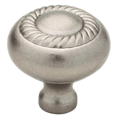 Lot of 10 Brainerd Roped 1-1/4-in Vintage Nickel Round Traditional Cabinet Knobs
