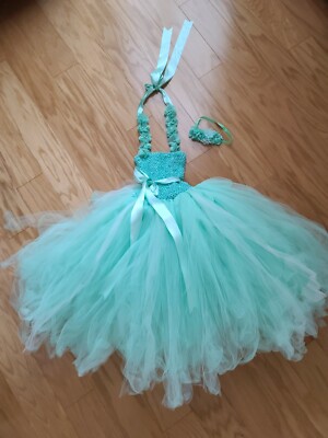 flower girl tulle dress mint green with flower size 7 8 | eBay