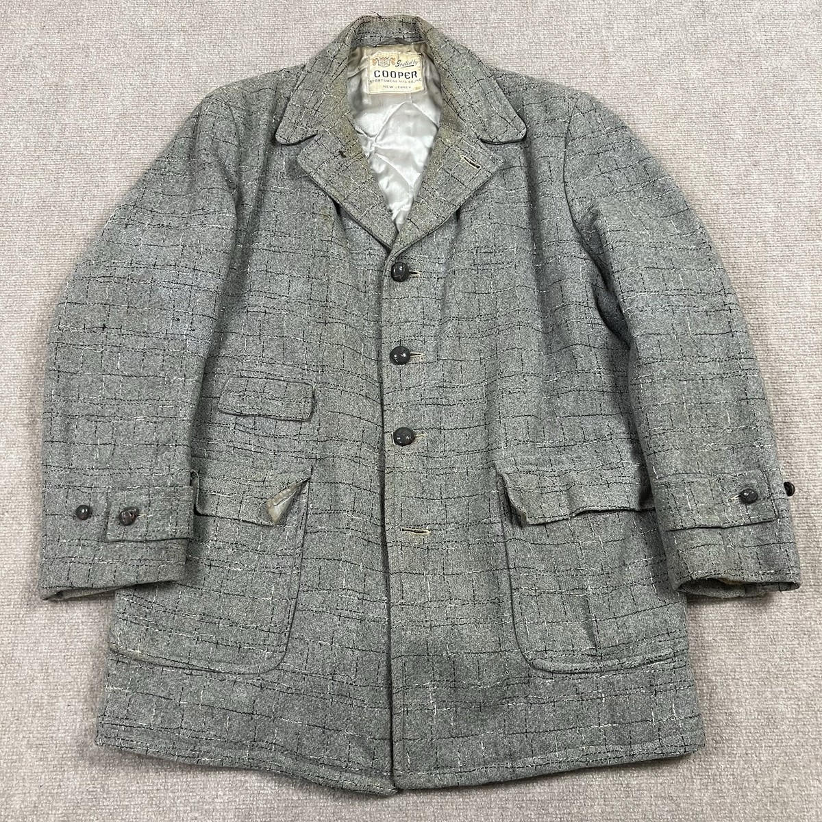 Vintage 50s Cooper Atomic Fleck Wool Car Coat Jacket Size Vintage 50s Cooper Atomic Fleck Wool Car Coat Jacket Size