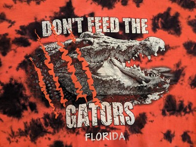 Florida ''Don't Feed The Gators'' Red & Black Tie Dye XL Cotton Tee-Shirt