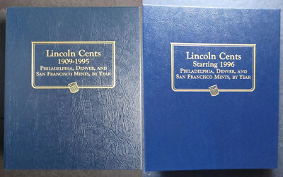 Set of 2 Whitman Lincoln Penny Cent Coin Album 1909-2025 P,D and San Francisco