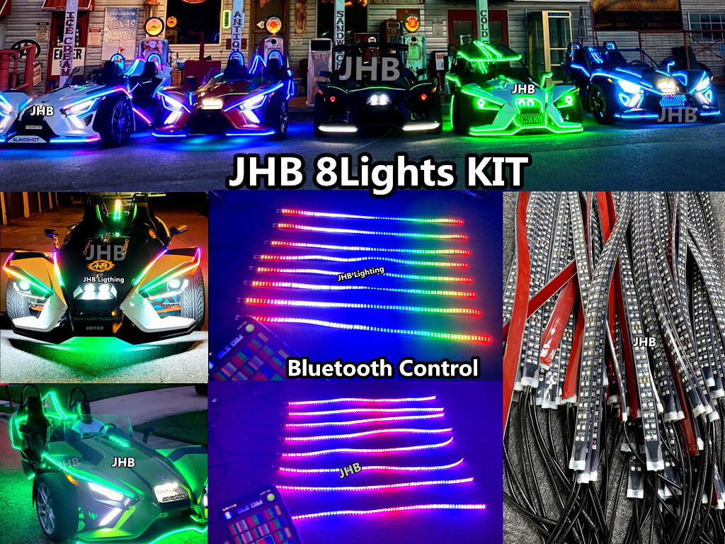 JHB 8PCS 4FT Double Row CHASING Flow LED Bluetooth Slingshots Strips Hood Lights eBay