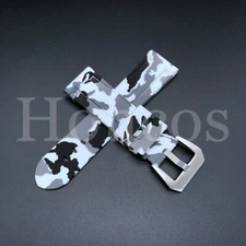 22mm Soft Silicone Camo Rubber Watch Band Strap Divers Style Replacement White 