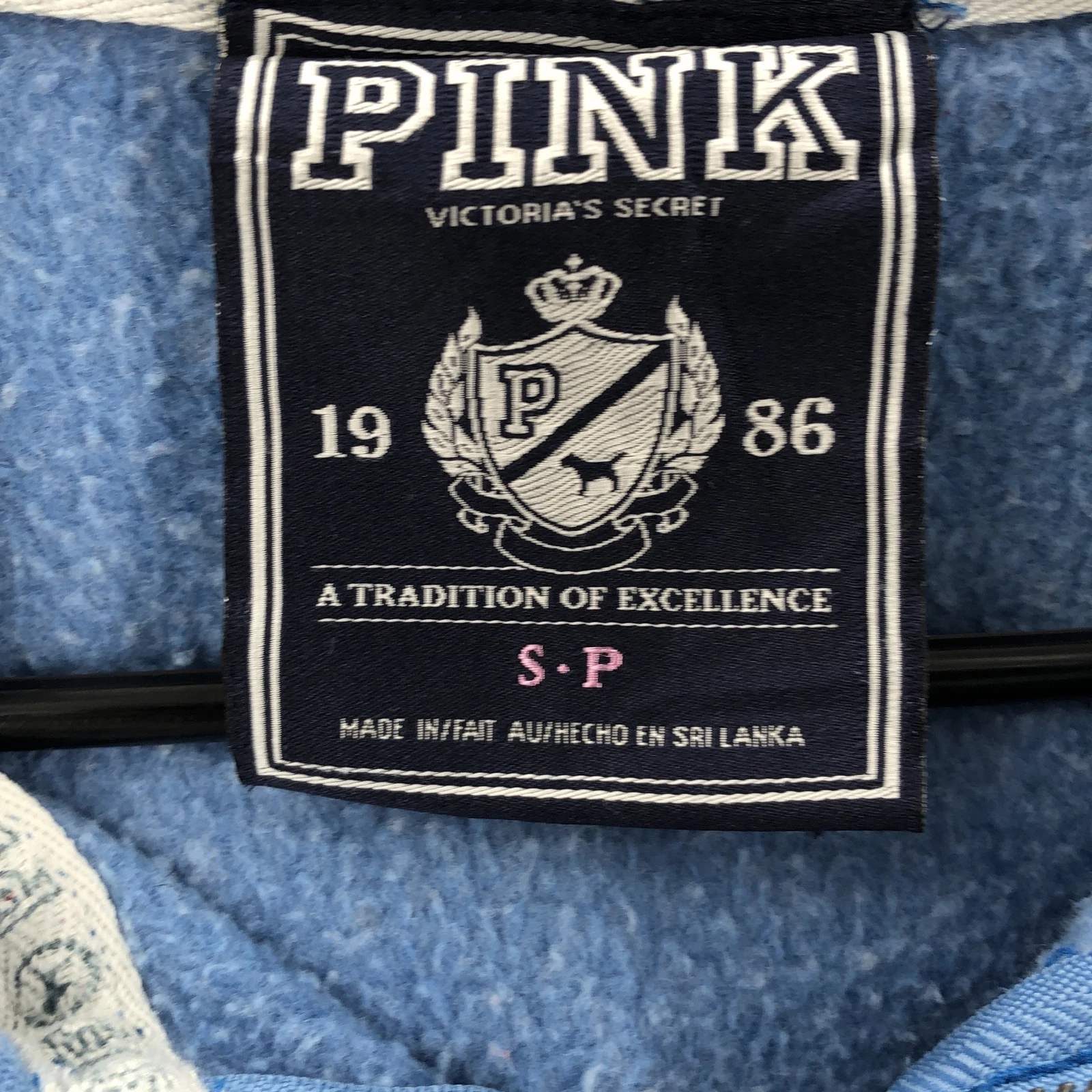 UNDERCOVER Felpa con cappuccio e zip intera Victorias Secret rosa donna blu manica lunga tasche taglia small