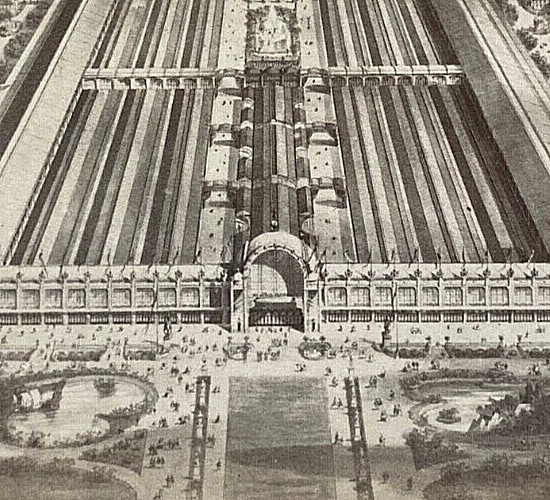 AMAZING! PERSPECTIVE VIEW MAP OF EXPOSITION UNIVERSELLE DE 1878 in PARIS FRANCE