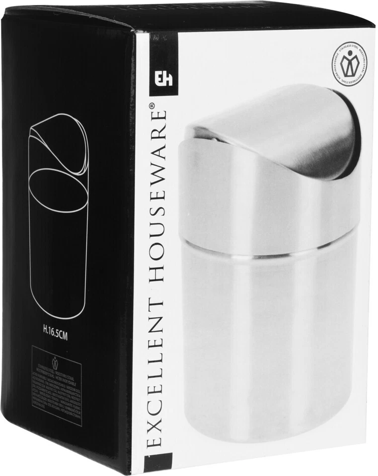 Tischmülleimer Mülleimer Abfalleimer Edelstahl 1,2 Liter Deckel BIO 2. WAHL - Bild 3 von 4