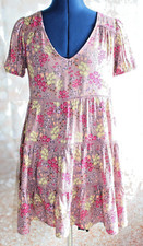 Wild Fable Women's Mauve Floral Short Sleeve Mini Dress XS 1299629