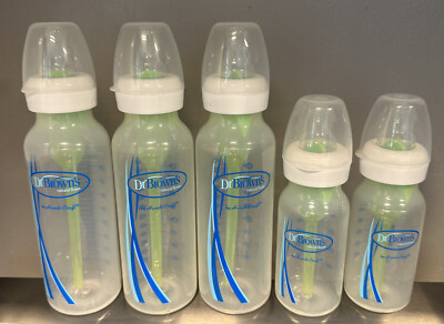Lot of 5 Dr. Brown’s Baby Bottles Natural Flow 3 - 8 ounces, 2 - 4