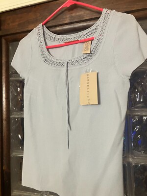 Women's Apostrophe Blue Short Sleeve Sweater Size Small NWT