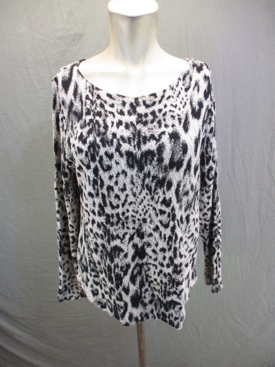 CHICO'S Size M Womens Multicolor Cotton Blend Boat Neck Long