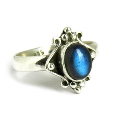 Gold Trove Labradorite Silver Ring - Unique Thinking of You Gifts, Handmade Ring