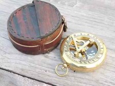 Nautical compass, custom engraved with wooden or leather pouch, camping, hiking