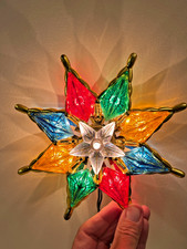 Kurt Adler 10-Light Multi-Colored 8-Point Star Christmas Tree Top Topper 8" Vtg