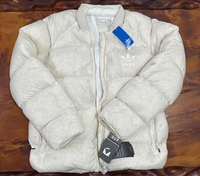Adidas White Puffer Jacket Mens Size Large L New NWT Warm Winter Jacket Rare