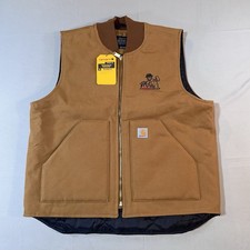 Carhartt OV0001-M V01 Firm Duck Insulated Rib Collar Vest Mens Large Brown NWT