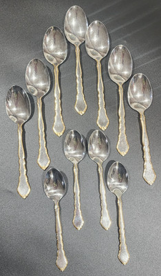 Oneida Golden Royal Chippendale 7 Soup 4 Teaspoons Spoons Stainless Flatware