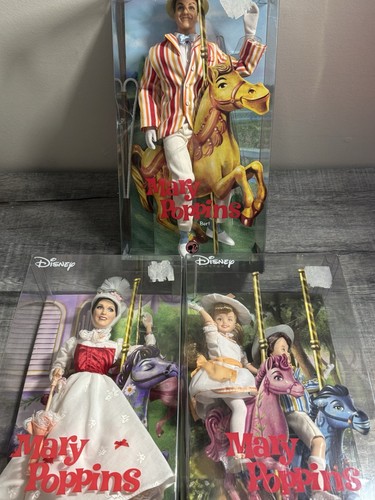 (3)  Disney.. Mary Poppins Collection Barbie SET 2007 Mary, Bert, Jane & Michael