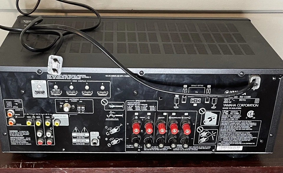 Yamaha RX-V385 5.1-Channel 4K Ultra HD AV Receiver - Tested - Works - Image 2 of 3