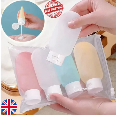 4x 60ml Reiseflaschen Auslaufsicher Quetschtuben für Shampoo Lotion Toilettenartikel Set