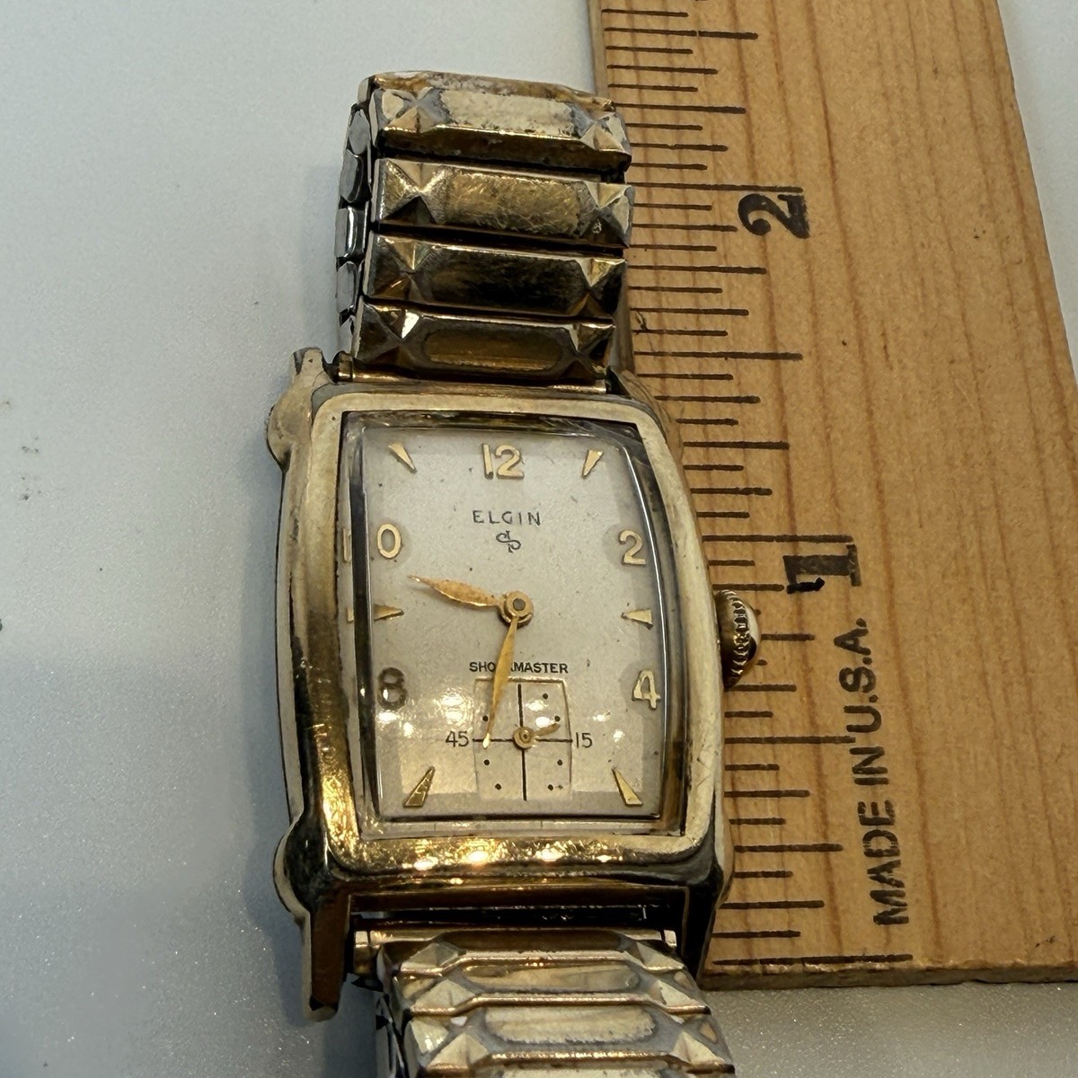 Vintage Elgin 1950's Men's 10K Gold Filled Square Tank SHOCKMASTER