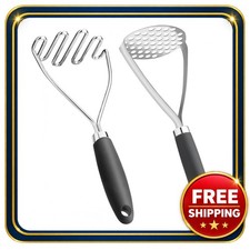 Potato Masher Set of 2 Stainless Steel 10.25-Inch Wire Mashers