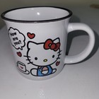 Sanrio HELLO KITTY Red Bow 9 oz Black Rim "How Are You" Coffee Mug 2024 EUC — photo 1