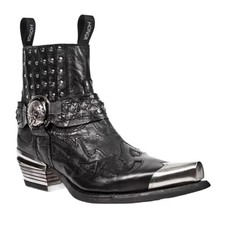 Retro Rivet Metal Men Couple Cowboy Boots Pun...