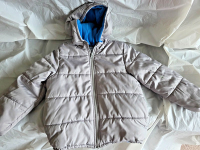 Carter's, puffer coat, silver/gray, zipper, hood (FMTY00008)