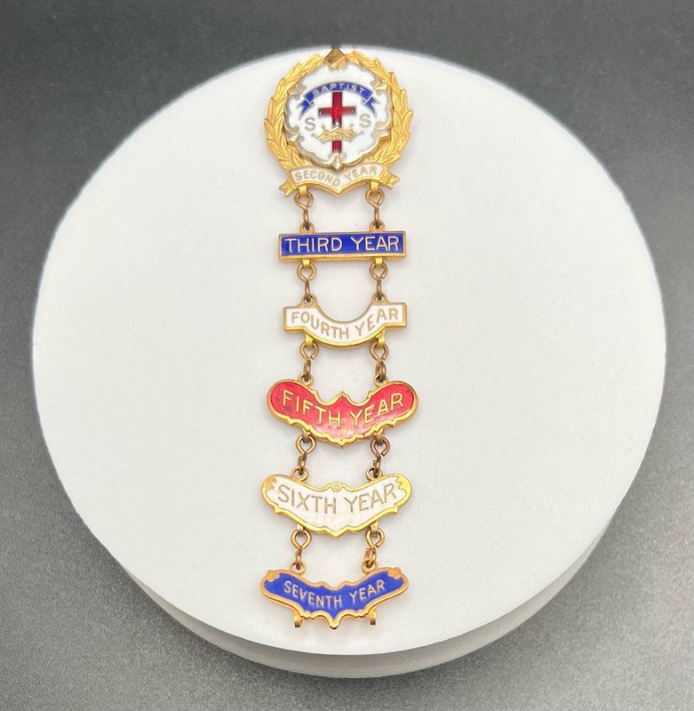 Vintage Leaven’s/Broadman Baptist Sunday School Attendance Pin & 2-7 Yr. Awards