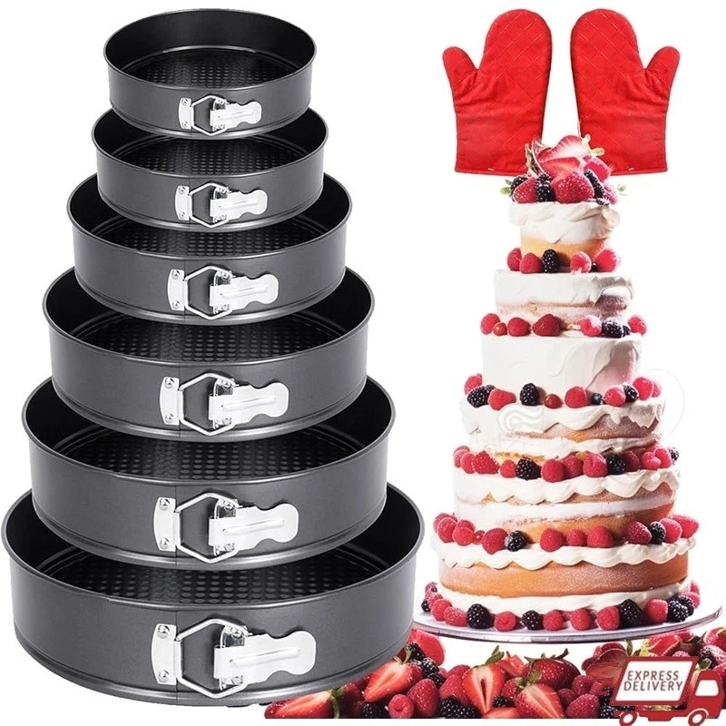6 Pcs Round Cake Pan Set Nonstick High Carbon Steel Removable Bottom Baking New