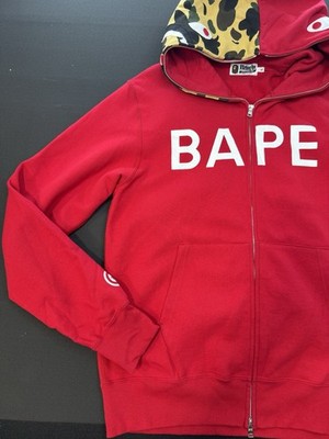 BAPE 1st Camo Shark Full Zip Hoodie Red Size XL | eBay