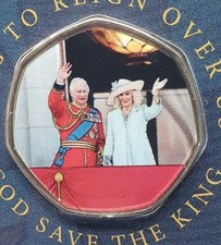 Westminster 50p Shaped Carded Coin King Charles III Long To Reign Over Us